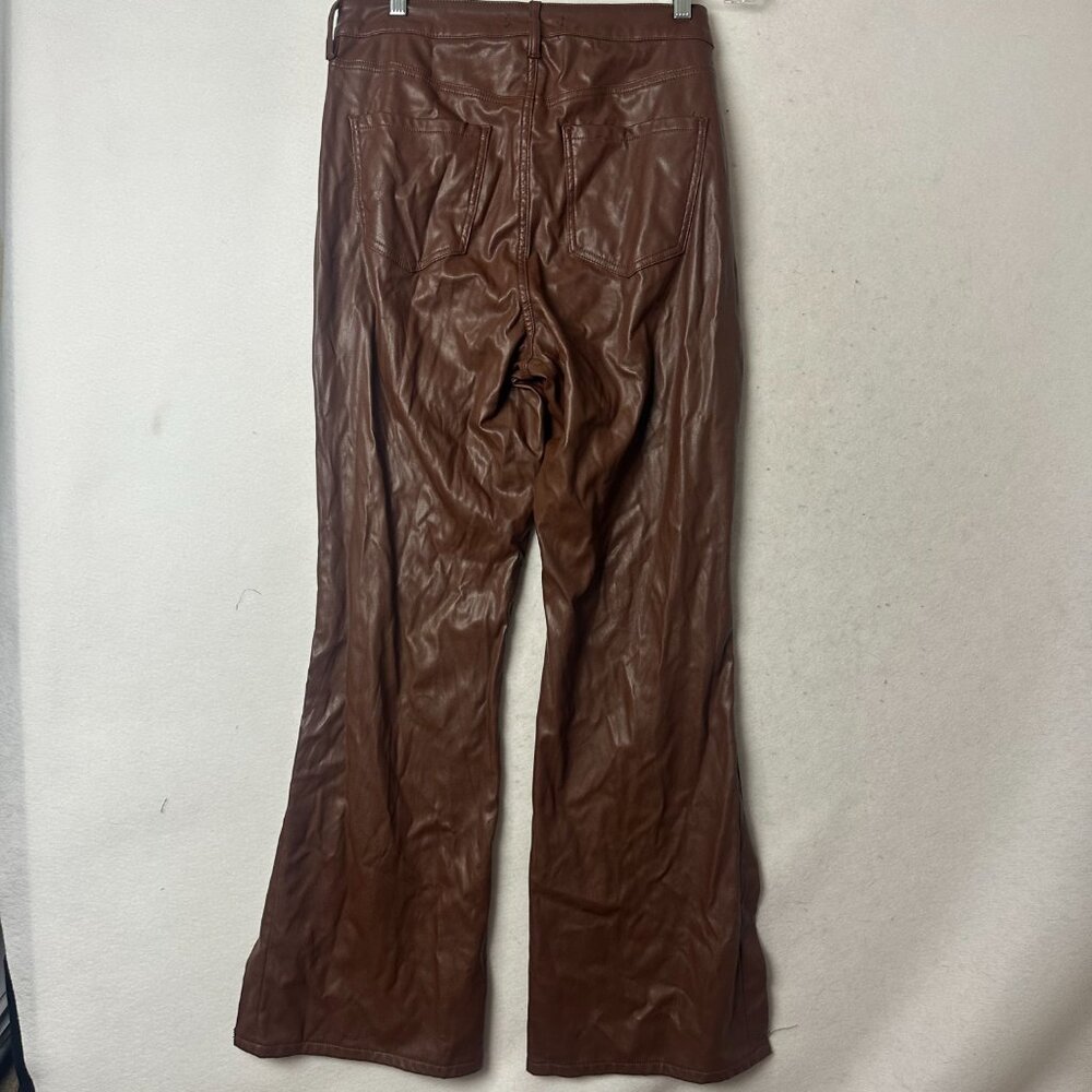 Dollhouse brown Flare Faux Leather Pants Sz 16W Rock Grunge Festival split leg - Picture 7 of 7